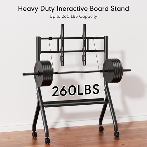 Image of Smart Board Stand for 55-100 Inch Interactive Whiteboard, Height Adjustable Mobile Stand with 4 Lockable Rolling Wheels for Smartboard
