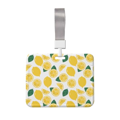 名札ケース レモン柄 フルーツ柄 IDカードホルダー IDカードケース 吊り下げ名札 ネームホルダー パスケース 名刺ホルダー バッジホルダー 定期入れ 名刺入れ 社員証ケース 学生証 旅行用品 スキミング防止 男女兼用 贈り物