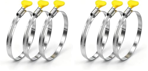 Image of Dianrui 3 PCS Dryer Hose Clamp 4 Inch Hose Clamp Stainless Steel Thumb Screw Hose Clamps for Dryer Vent Clamp, Dust Collection Hose, Automotive Fuel Line and Plumbing (91-114mm) (Pack of 2)