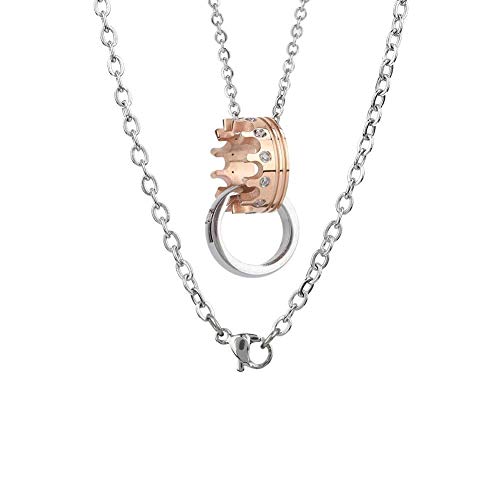 Preisvergleich Produktbild Paar Anhänger Doppelring Frauen, Strass Halskette Krone Muster Schmuck Geschenk