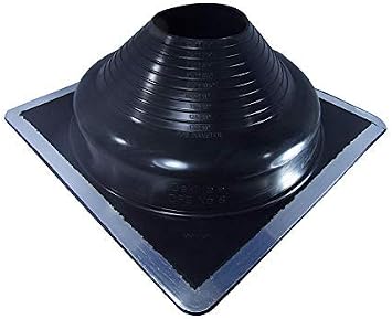 Dektite Metal Roof Pipe Flashing Boots Kit - With Free Screws, Hex Bit Diver, and Pair of Nitrile Coated Gloves #8, Black - Square Base