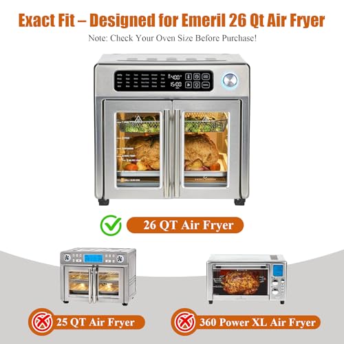 Image of Uniflasy Crumb Tray Replacement for Emeril Lagasse 26 Qt Extra Large French Door Air Fryer, Crumb Tray with 4 Pcs Oven Liners Accessories for Emeril Lagasse 26 Qt Air Fryer