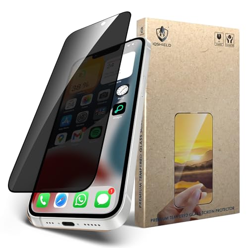 Image of IQShield My-View Privacy Screen Protector Tempered Glass Guard for iPhone 14 Plus and iPhone 13 Pro Max, 9H Hardness, 2-Way Anti-Spy, Case Friendly [1 Pack]