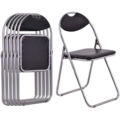 COSTWAY Folding Chairs with Padded Seats Cover