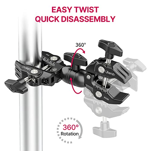 ULANZI Alicate de grampo duplo para caranguejo, braçadeira de câmera, adaptador de braço mágico para