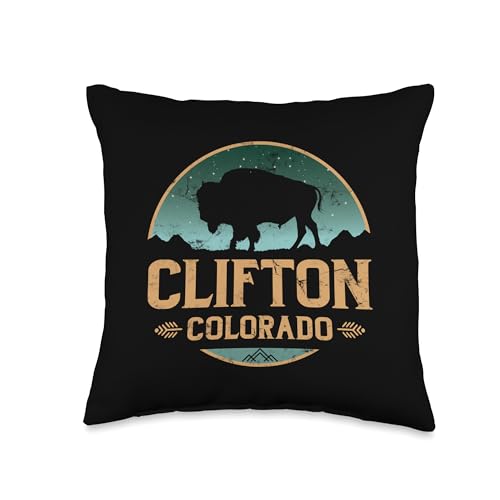 Clifton Colorado CO Buffalo Bison Throw Pillow
