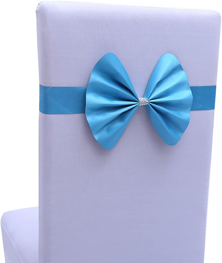 Chair Sashes for Party 10-50Pcs Elegant Pleated Bow with Rhinestone Decoration Chair ?Bows Wedding Elastic Chair Back Flower Chair Decorative Straps (Color : D Size :30) (J *20)