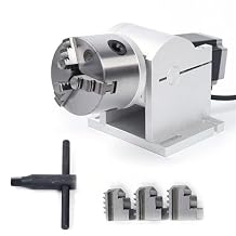 PUCHEN Chuck Rotation axis Rotary Axis AttachmentEfficient 80mm Rotary Shaft Axis Attachment Tool for Fiber Laser Marking & Engraving Machine, Rotating Shaft with Simple Operation, Silver, PUCHEN1234