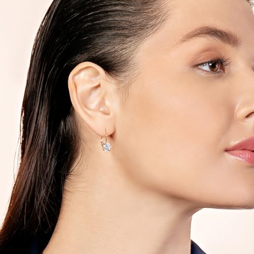 14K Solid Gold Earrings | Round Princess Cushion Oval Pear and Emerald Cut Cubic Zirconia|Lever back Drop and Dangle Basket Setting | 0.50 to 2.0 CTW | With Gift Box3