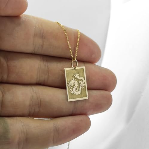 Collier tarot Dragon en argent plaqué or LKBEADS pendentif ciselé - 3
