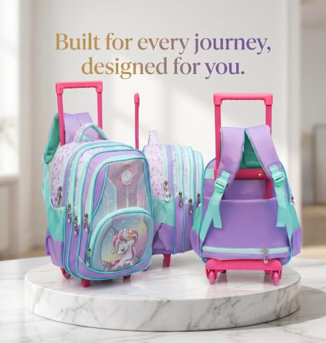 Image of ADSON 3D Embossed School Trolley Bag Large School Bag for Boy Girl, Kids School Bag, Travel Backpack for Girl Boy, Ideal for Children Trolley 16 Inch Water Resistant