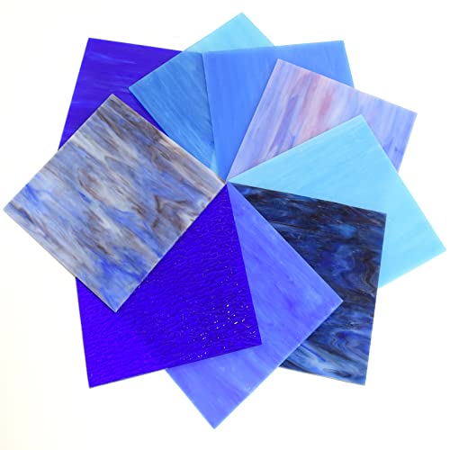 Wecrejoni 9 Sheets Variety Stained Glass Sheets 6 X 6" Cathedral Art