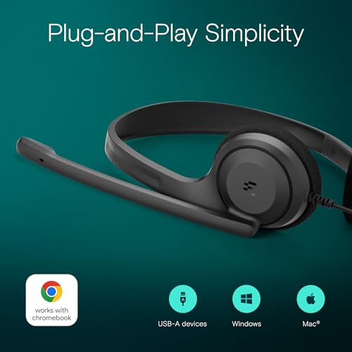 EPOS C1 USB A Wired Business Headset - Noise-Canceling Mic, Enhanced Audio Clarity, On-Ear Comfort, Chrome Certified, Plug-and-Play, Ideal for PC, Laptop, Office & Remote Work, Wired Headphones - Image 4