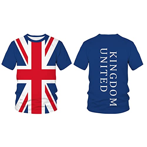 VENTDOUCE Maglietta Union Jack,T-Shirt Bandiera Union Jack | Maglietta Stampata Gran Bretagna per Il giubileo, Top a Maniche Corte Traspirante con Scollo Tondo per Donna Uomo, S - 6XL Disponibile