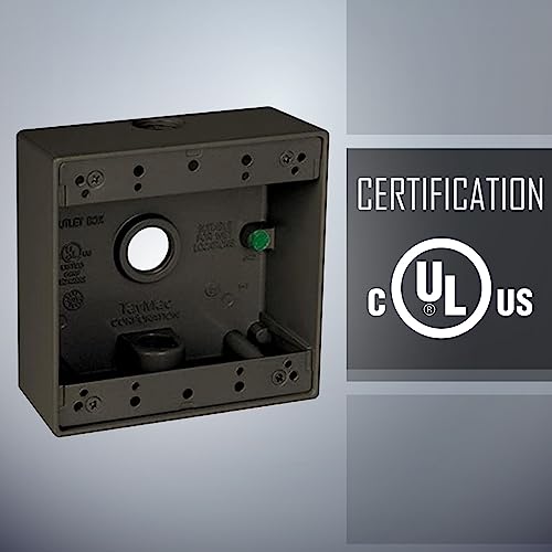 2-Gang Weatherproof Box, Three 1/2 In. Outlets, Bronze #TOP5