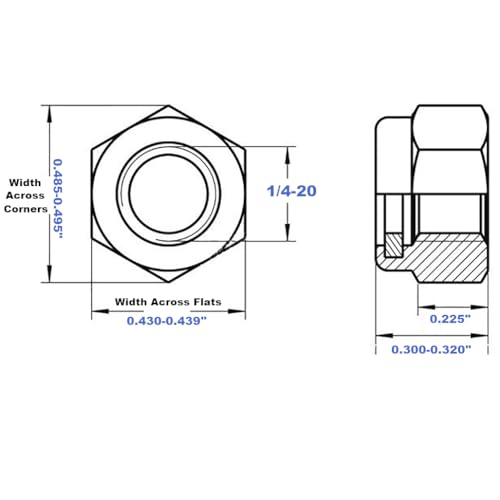 image for Reegoo 1/4-20 Lock Nut, Nylon Insert Hex Locknuts Locking Hex Nuts, Bl