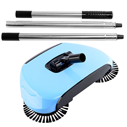 iTECHOR Cleaner Macchina Hand Push Scopa da Sweeper con Spazzola Rotante per casa Pavimento Domestici - Blu