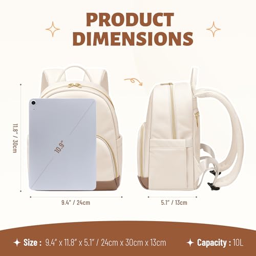 Image of MDODO Small Backpack for Women Lightweight Stylish Mini Backpack Daypack Purses Cute Bookbag for Casual College Travel Daily,fit 10.9Inch iPad,Beige