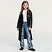 Kids Double Breasted PU Trench Coat Elegant Mid-Long Lapel Faux Leather Jackets Outerwear for Boys Girls 4-14 Years