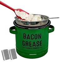 BEBEMOKO Keuken Spek Vet Container Metalen Olie Pot met Fijn Mesh Zeef en Deksel voor het Opslaan van Koken Olie Frituren Vet en Spek Druppels En Gemakkelijk Te Reinigen Olie Filter Kan