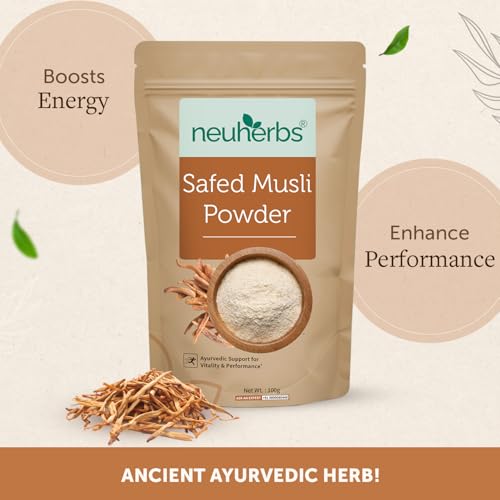 Image of Neuherbs Safed Musli Root Powder 100g | Ayurvedic Herbal Powder for Vitality, Strength & Stamina Support | Safed Musli for Wellness & Daily Energy