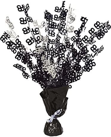 Party Buz WE VALUE YOUR TRUST Pink/Blue/Black Birthday Balloon Weight Spray Centrepiece - 43cm, (65th Black & Silver)