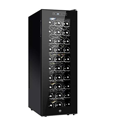 XJBHRB Weinkühlschränke Kühlschränke - Unterbaukühlschrank | 30 Flaschenlagerung, Wein & Getränke Kühlschrank | LED-Licht + Schloss und Schlüssel | Niedrigenergie A + (Schwarz)