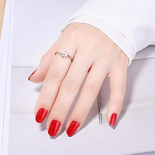 OIDIMS Pearl Promise Ring for Women Cubic Zirconia Statement Expandable Adjustable Rings Pearl Ball Open Band Comfort Fit Valentine's Day Engagement Wedding Jewelry Unique Elegant Gifts for Mom2