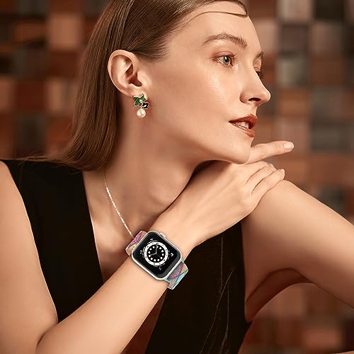 Image of Delidigi Stretchy Bands Compatible for Apple Watch Band Women 40mm 38mm 41mm 42mm 44mm 45mm 46mm 49mm, Nylon Braided Straps for iWatch Series 11 10 9 8 7 6 SE 5 4 3 Ultra 3 2 1
