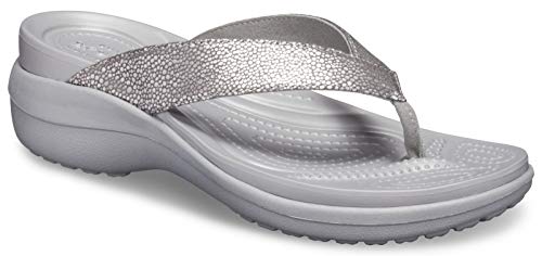 Image of Crocs womens Capri MetallicTxt Wedge Flip