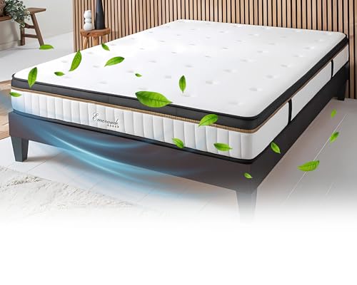 Maison Aubertin Matelas Emeraude 140x190, 24 cm Ép, Lit 2 Personnes, Mémoire de Forme Haute Densité 60 kg/m³, Accueil Moelleux, Soulage Le Mal de Dos,...