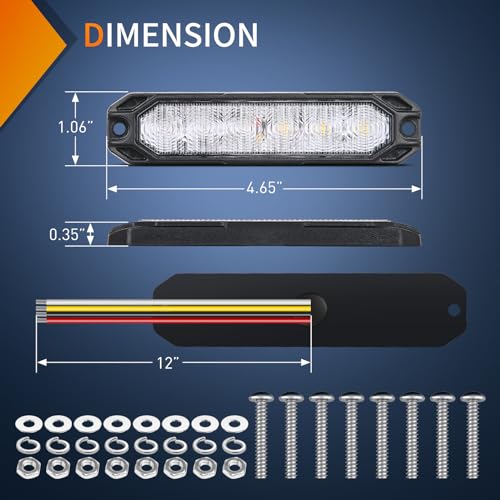 Image of Nilight 6LED Green White Emergency Strobe Lights Sync Feature Surface Mount | 12V 24V Grille Flashing Warning Hazard Light Ultra Slim for Cars Trucks Van Off Road Vehicles SUV 4PCS
