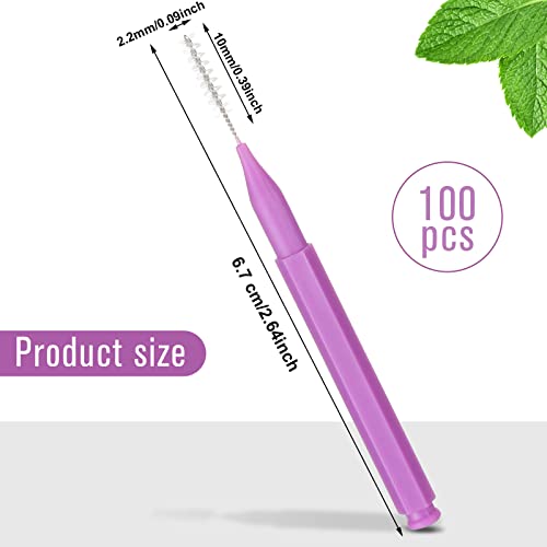 Image of Patelai 100 Pcs Braces Dental Brushes,Purple,Cute Size | Interdental Toothpick Bristle Dental Picks for Cleaner Tooth Flossing Head Oral Hygiene Flosser Toothpick Cleaners Tooth Tool