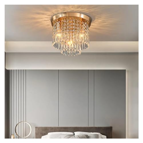 Lámpara de cristal colgante dorada o plateada para pasillo y salón