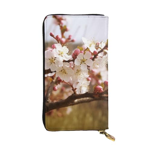 Crânes et fleur de prunier sur portefeuille zippé ultra fin