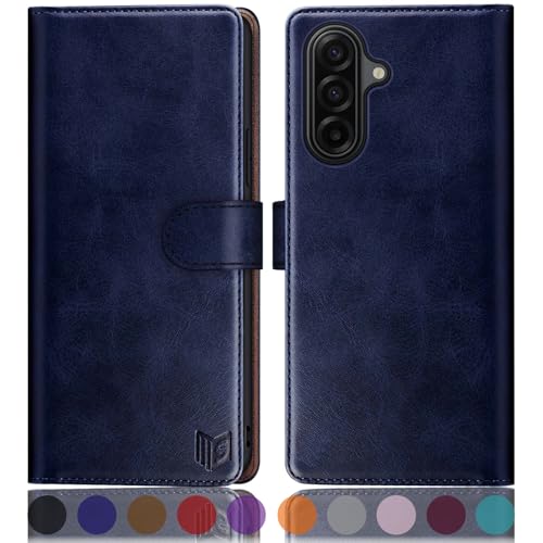 SUANPOT Etui Coque pour Samsung Galaxy A17 [RFID Blocage] [Magnétique Protection] Fentes pour Cartes Protection Etui Housse Premium en Cuir PU pour Samsung A17 Portefeuille Bleu