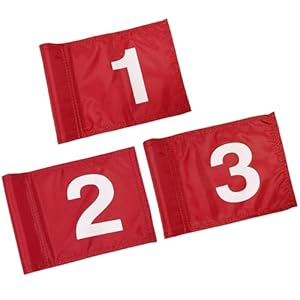 3PCS Numbered Golf Flag 8×6 Inch Upgraded 420D Nylon Putting Green Golf Flags with Tube Inserted, Mini Practice Golf Target Flag for Yard Backyard Garden Outdoor Indoor