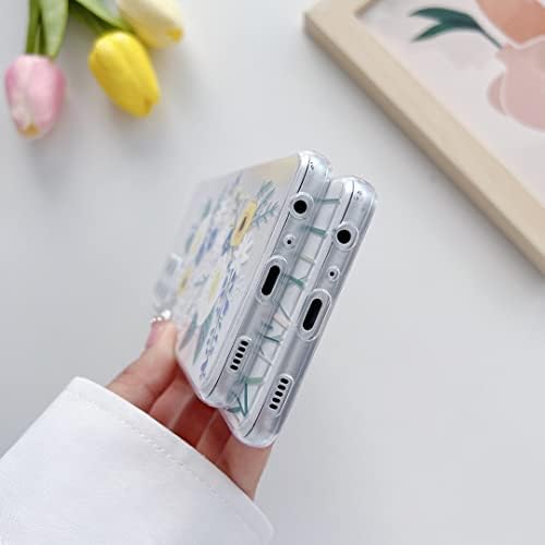 Compatible with Samsung Galaxy A52 4G/5G/A52S Case, Clear Cute Flower Design Flexible Bumper TPU Soft Rubber Silicone Girly&Boys Case Cover for Samsung Galaxy A52-P