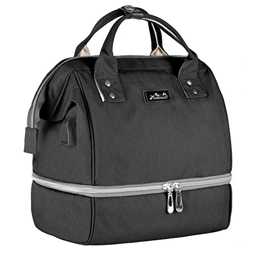 Viedouce Lunch Bag Cooler Backpack for Women Girls Insulated Lunch Box Small Breast Pump Bag Wallet Purse with USB Charging Port Black