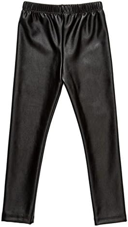 Messy Code Baby Black Pants Faux Leather Leggings for Toddlers Black XL(3-4Y)