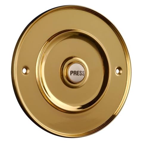 Polished Brass 100mm Dia Bell Push with China Press Cover