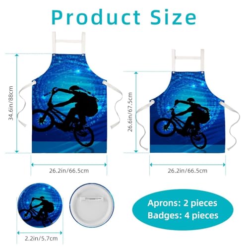 Tablier de cuisine avec 4 broches et imprimé cycliste original taille One Large - 2
