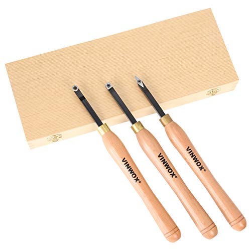 VINWOX 3 PCS Carbide Wood Lathe Turning Tool Set, Carbide Lathe Turning Tool, Carbide Turning Tool, Including Rougher, Finisher, Detailer, Pen Turning tool, Pen Making