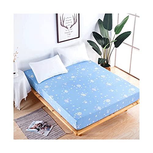 Protège-matelas 180x220+30 cm bleu drap-housse imperméable microfibre polyester - 2