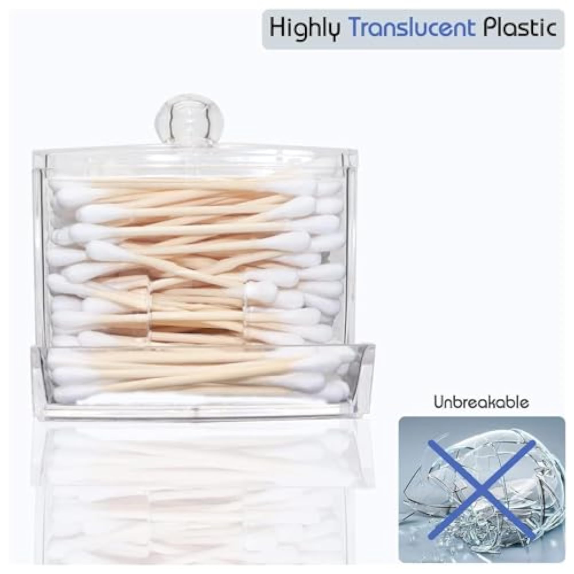 Transparent Cotton Holder Box with Lid, Makeup Organizer