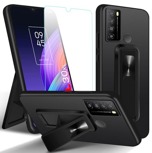 Case for TCL 40 XL Phone Case Hide Telescopic Folding with Ring Kickstand Shockproof Protective Cover，with 1pcs Screen Protector Reinforced Corners Blue