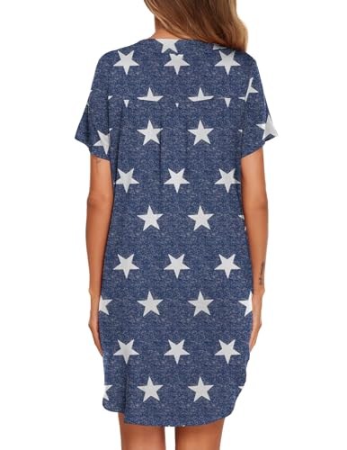 Image of Ekouaer Women V Neck Button Down Nightgown