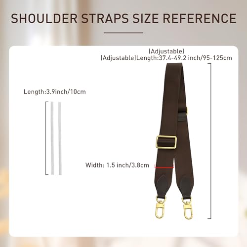 Doxo Purse Straps Replacement Crossbody Compatible with Lv Speedy20/25/30 Diane Boulogne Pochette Bags, Made of Natural Fiber Canvas Wide Straps,Width1.5'',Adjustable Length37.4-49.2'',Brown2