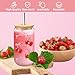 Coquette Cheeries Bows Glass Cup with Clear Gift Bag,16 oz Iced Coffee Cup with Lids and Straws, Aesthetic Glass Tumbler Smoothie Cup Beer Drinking Cup for Girls/Bestfriend/Sister/Girlfriend/Mom