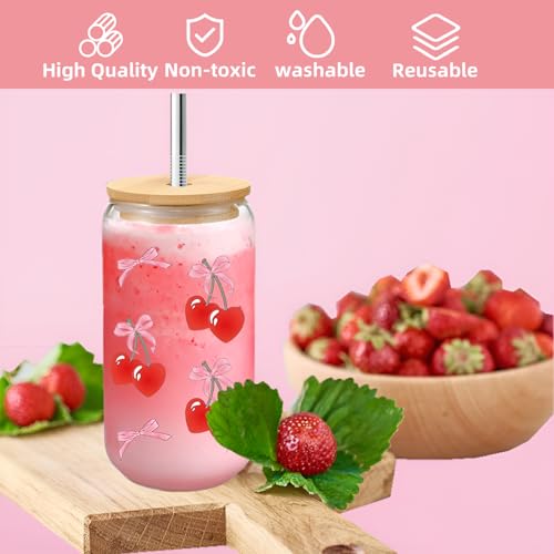 Taza de café helado de 16 onzas con tapas y popotes estilo aesthetic 3